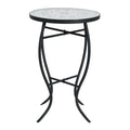 Outdoor Round Side Table With Mosaic Style Top And Curved Iron Legs
