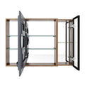 Wall Mounted Bathroom Mirror Cabinet With Soft Close Door, Adjustable Shelves - Imitative Oak