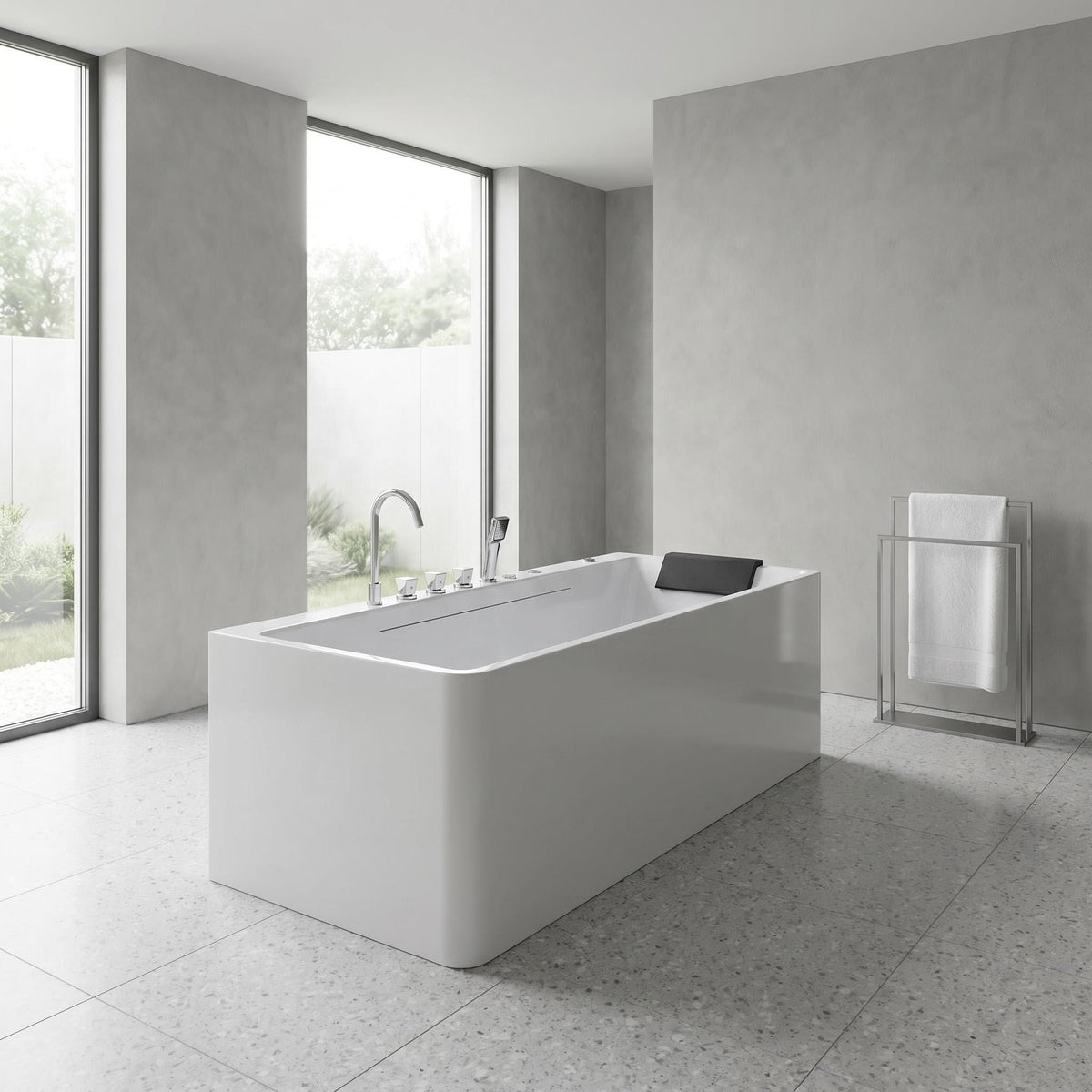 Xavier - Single Massage Bathtub, Equipped With Gfci Plug And Ul Certified Water Pump, Upc Certified Drain - Milk White