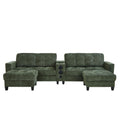 Modern Sectional Sofa U-Shaped With Movable Ottomans, tooth Speakers, LED Lights And Modular Storage