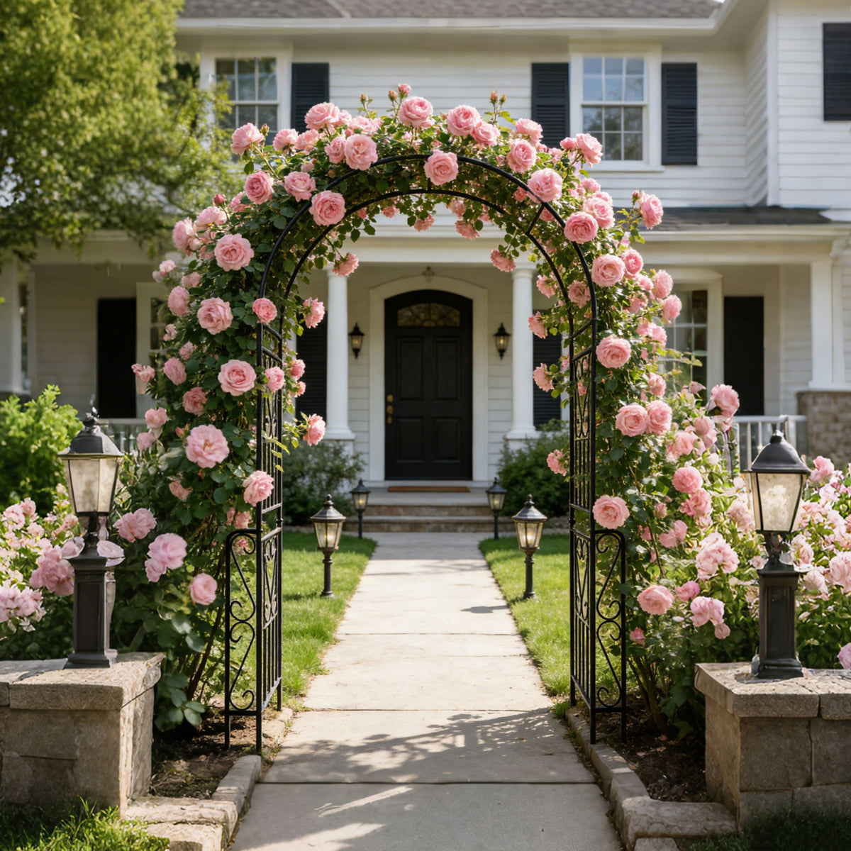 Metal Garden Arch Garden Arbor Trellis Climbing Plants Support Rose Arch Outdoor Arch