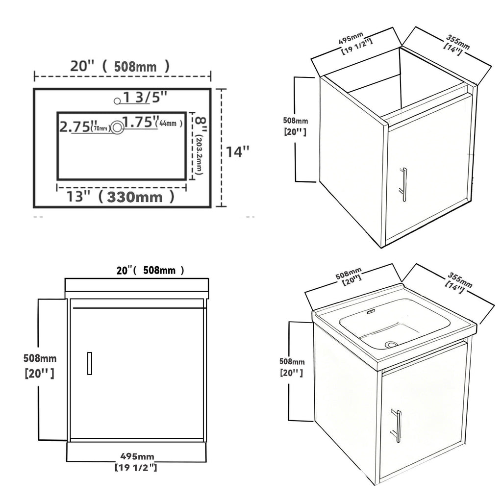 Floating Bathroom Vanity Combo, Wall Mounted Cabinet With Sink & Soft Close Doors For Small Bathrooms