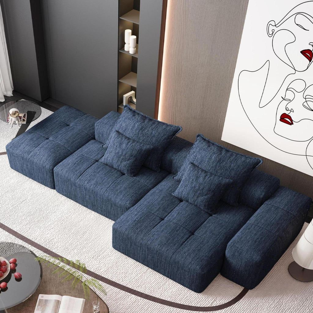 Modern Oversized Diy Combination Modular Sectional Sofa & Pillows