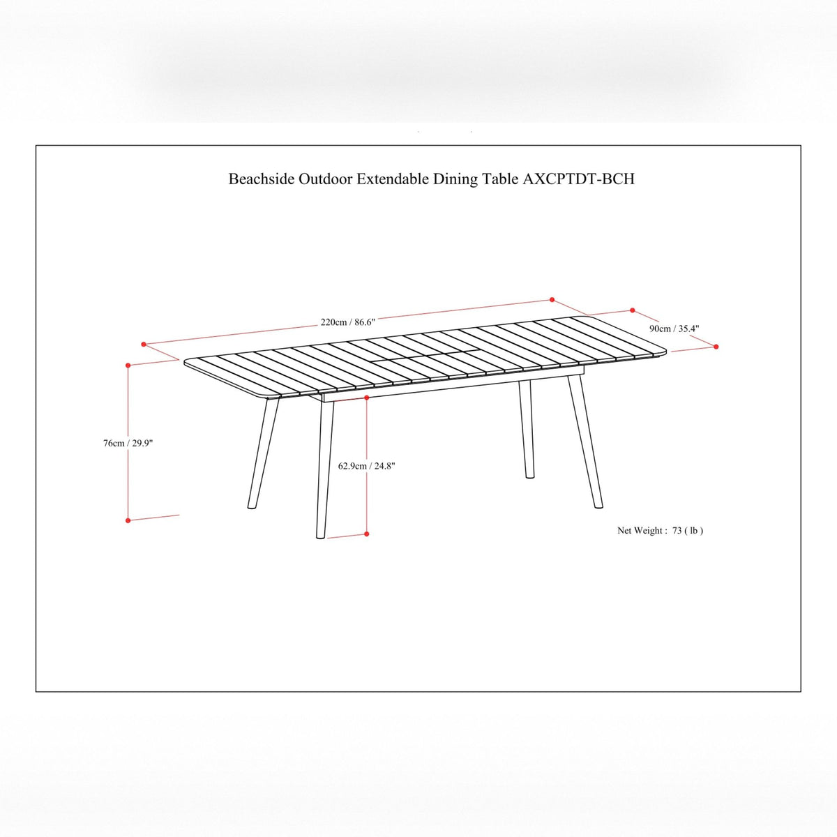 Beachside - Outdoor Extendable Dining Table - Light Teak