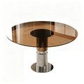 Round Dining Table & Tempered Glass Top - Brown