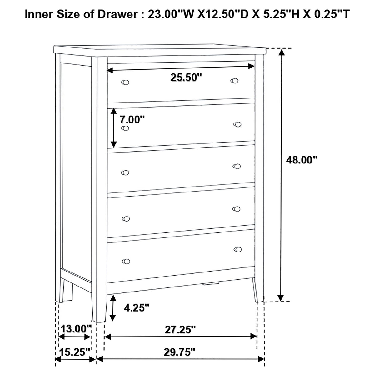 Payton - 5 Drawer - Cappuccino
