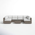 6 Person All Weather Wicker Patio Set With Premium Cushions - Gray Mix