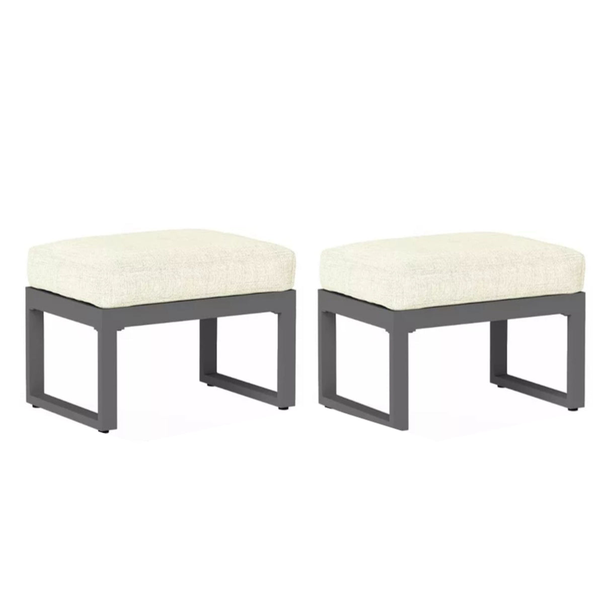 Patio All-Weather Ottomans With Thick Cushions (Set of 2)