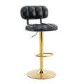Adjustable Height Bar Stools With Footrest For Kitchen Island (Set of 2) - Black / Gold