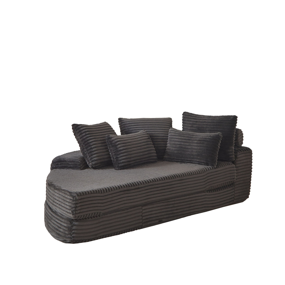 Semi Circular 2 In 1 Sofa Bed With Neck Pillow And Throw Pillows