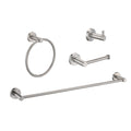 Bathroom Set 4 Pack With Towel Bar Racks, Toilet Paper Holder, Ring, Hook, Stainless Steel - Brushed Nickel