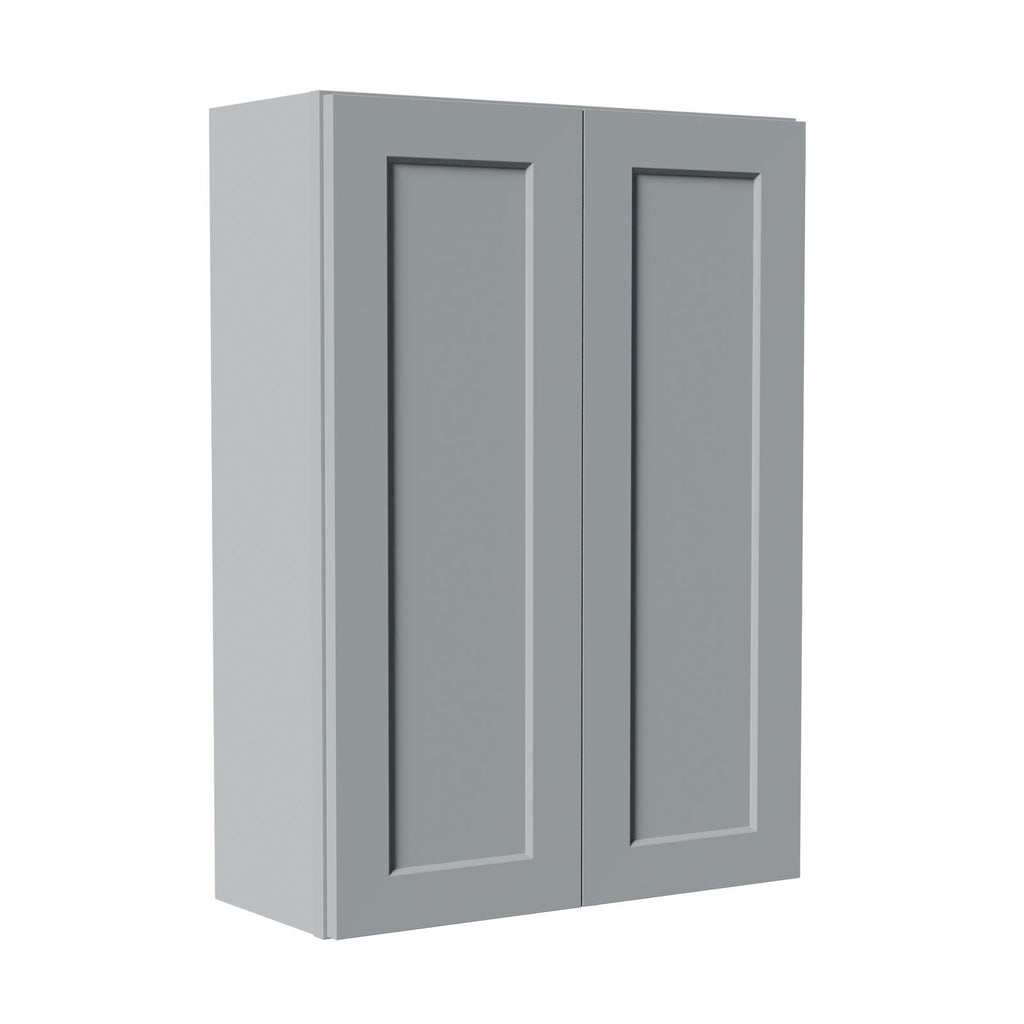 Shaker Wall Cabinet, Soft Close Doors, Adjustable Shelves, Double Door Storage - Gray