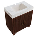 Freestanding Bathroom Vanity With Sink - Walnut / White