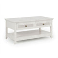 Coffee Table With Drawers & Storage Shelf - White