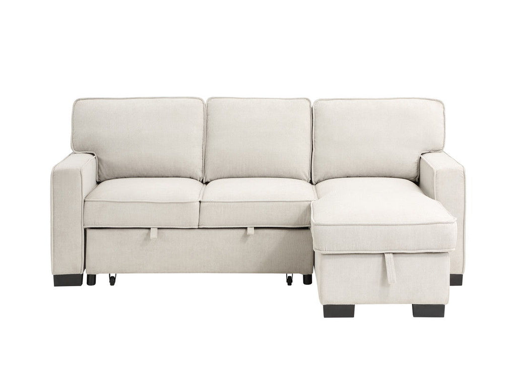 Estelle - Reversible Sleeper Sectional With Storage Chaise Drop-Down Table 2 Cup Holders And 2 USB Ports - Beige