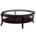 Oval Coffee Table With Beveled Glass Top And Open Lower Shelf - Espresso
