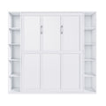 Queen Murphy Bed With Storage Cabinet, Foldable Wall Bed For Bedrooms - White