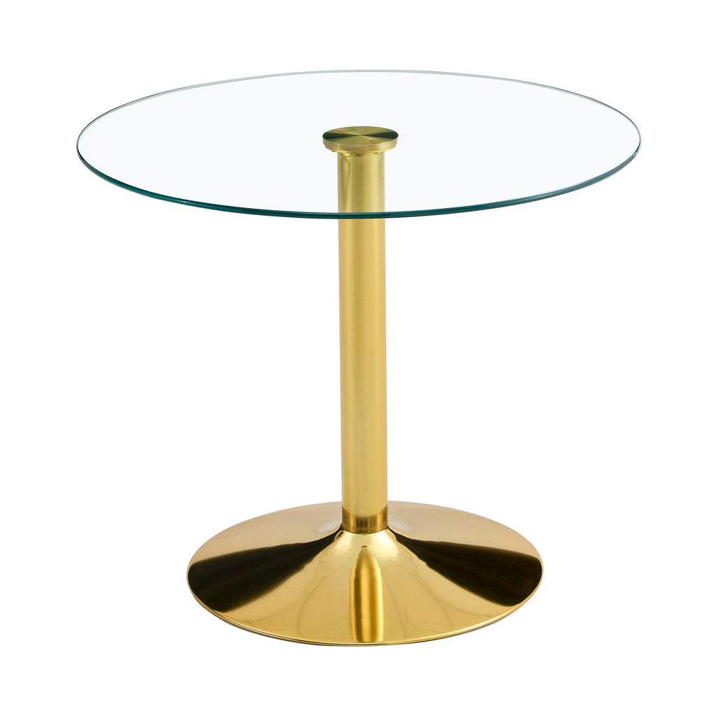 Modern Minimalist Round Dining Table With Glass Top