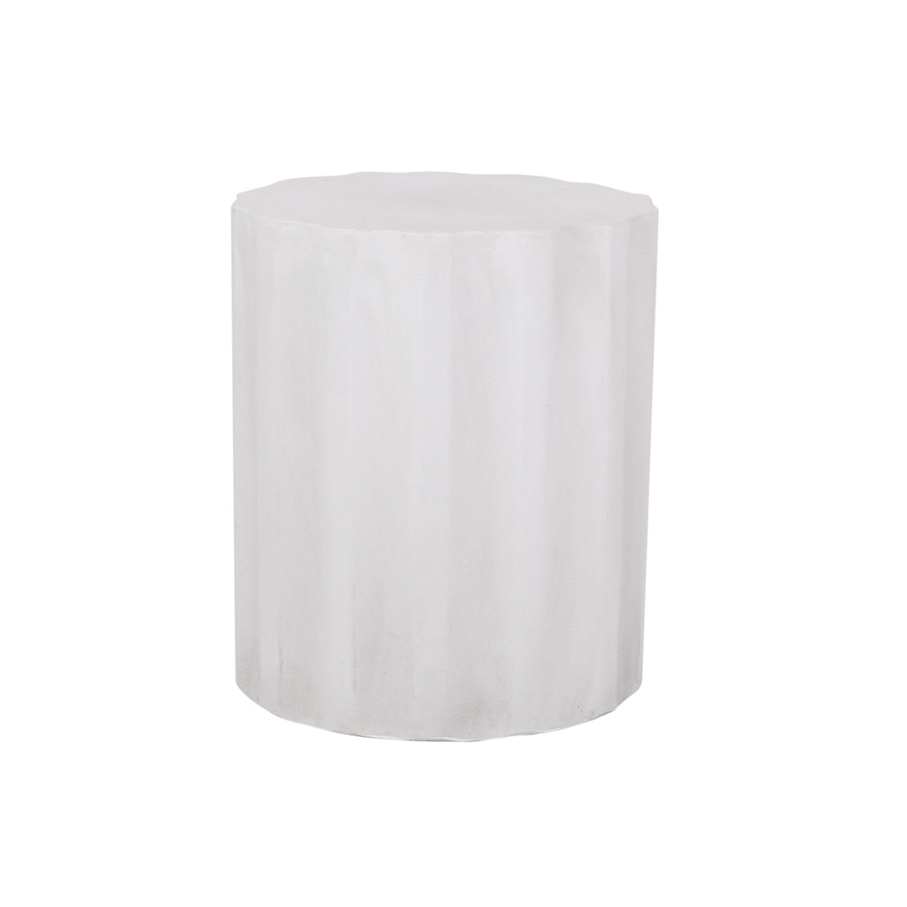 Outdoor End Table With Soft Wave Edge - Antique White