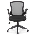 Office Chair With Mid Back Design, Adjustable Height And Foldable Armrests - Black
