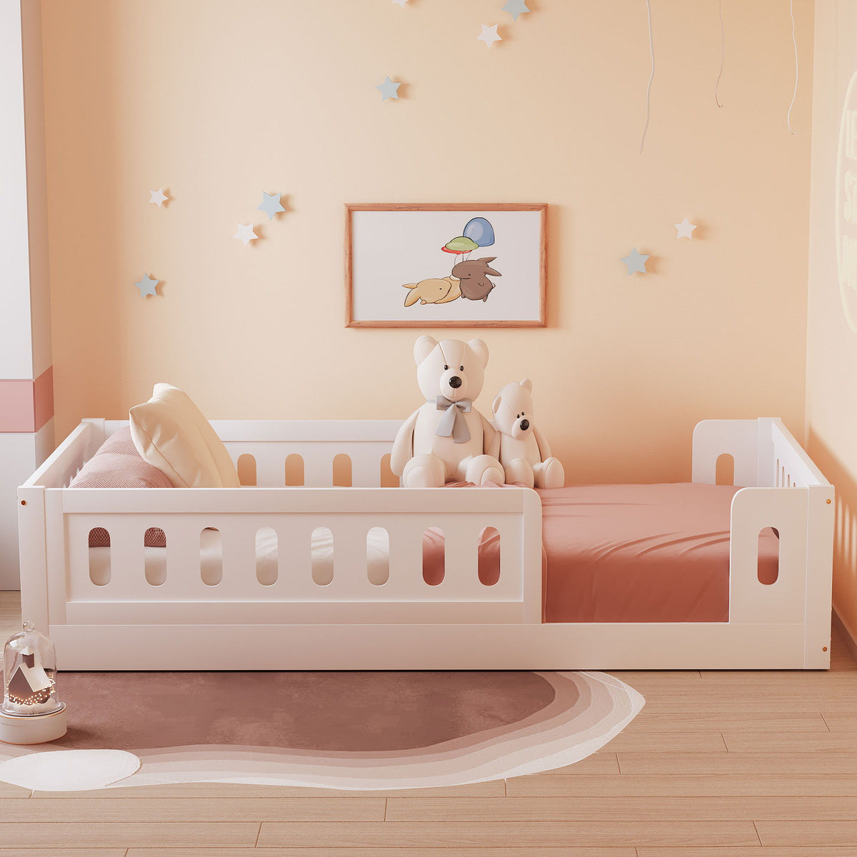 Platform Bed With Guardrail