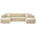 Modular Sectional Sofa, Boneless Couch With 2 Movable Ottomans
