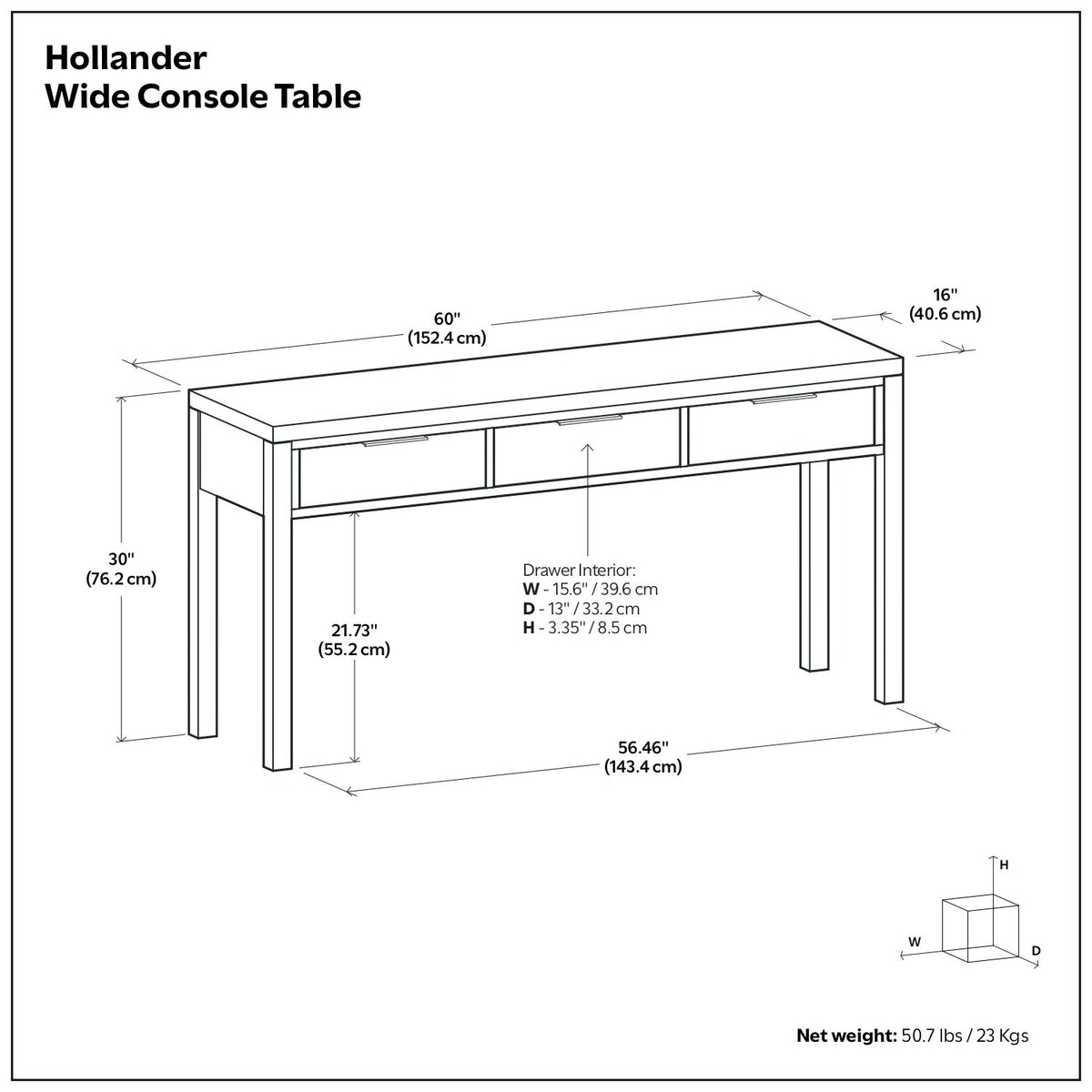 Hollander - Wide Console Table