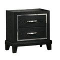 Nightstand With USB Port, Tapered Legs - Black