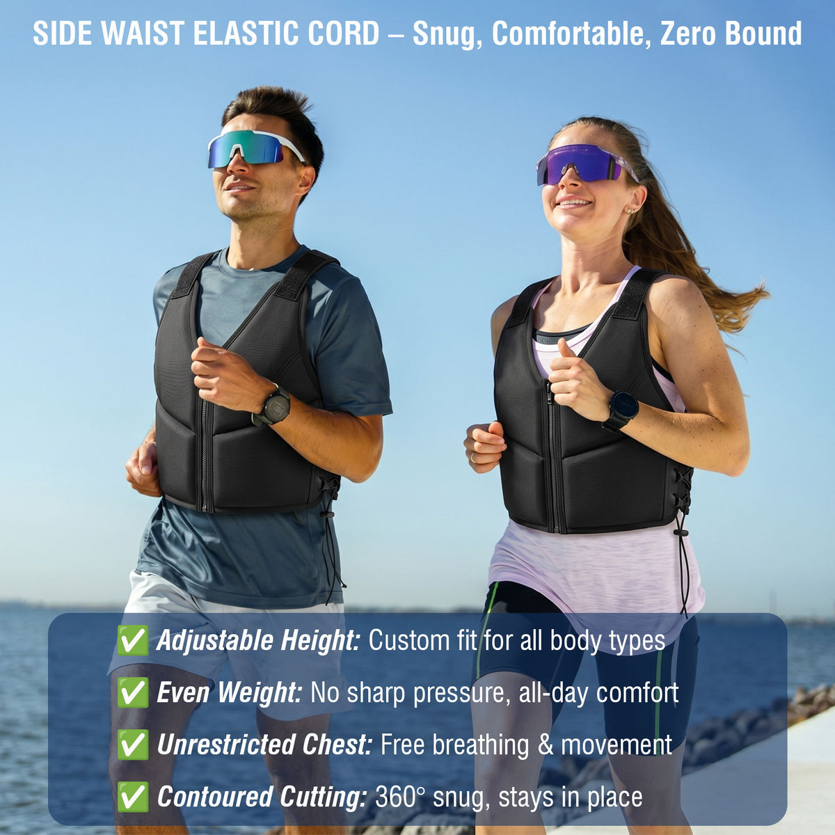 Women's 10Lbs Adjustable Weighted Vest With Breathable Design For Running, Walking & Strength Training - Black