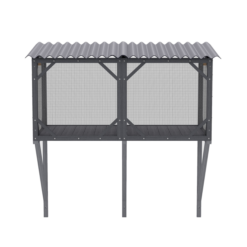 Premium Cat Window Box With Bug Proof Net For Large Indoor Cats Spruce Wood & Polyester - Antique Gray