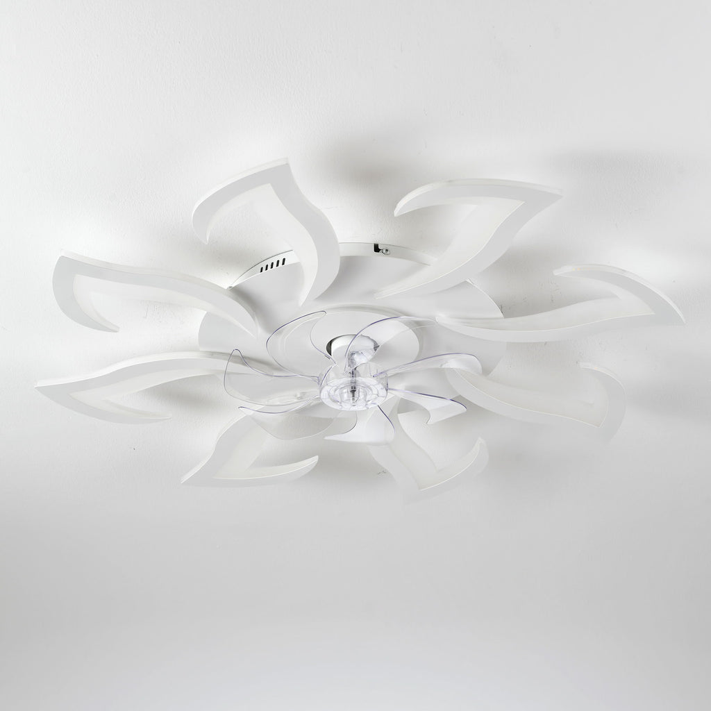 Flower Ceiling Fan With Remote Controlled LED Light, Flush Mount DC Motor Fan