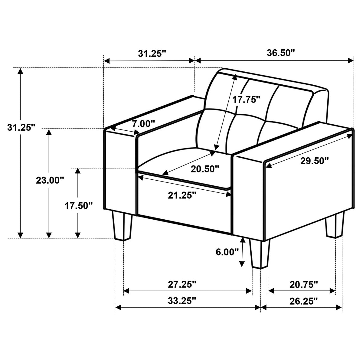 Dana - Track Arm Tufted Accent Chair