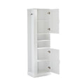 Tall Freestanding Bathroom Storage Cabinet With Adjustable Shelves And Side Hooks Board, Rectangle Design