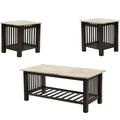 3 Piece Occasional Table Set, 1 Coffee Table And 2 End Tables, Open Storage Design - Walnut