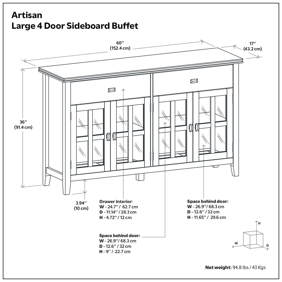 Artisan - 4 Door Sideboard Buffet
