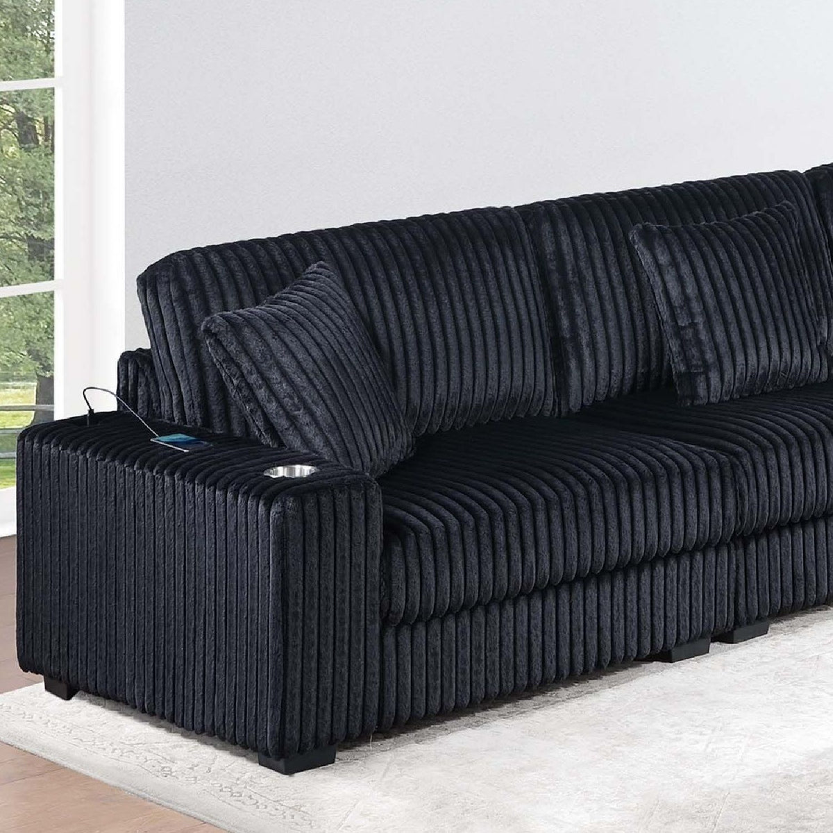 Contemporary Style Chair With Cup Holder Armrest