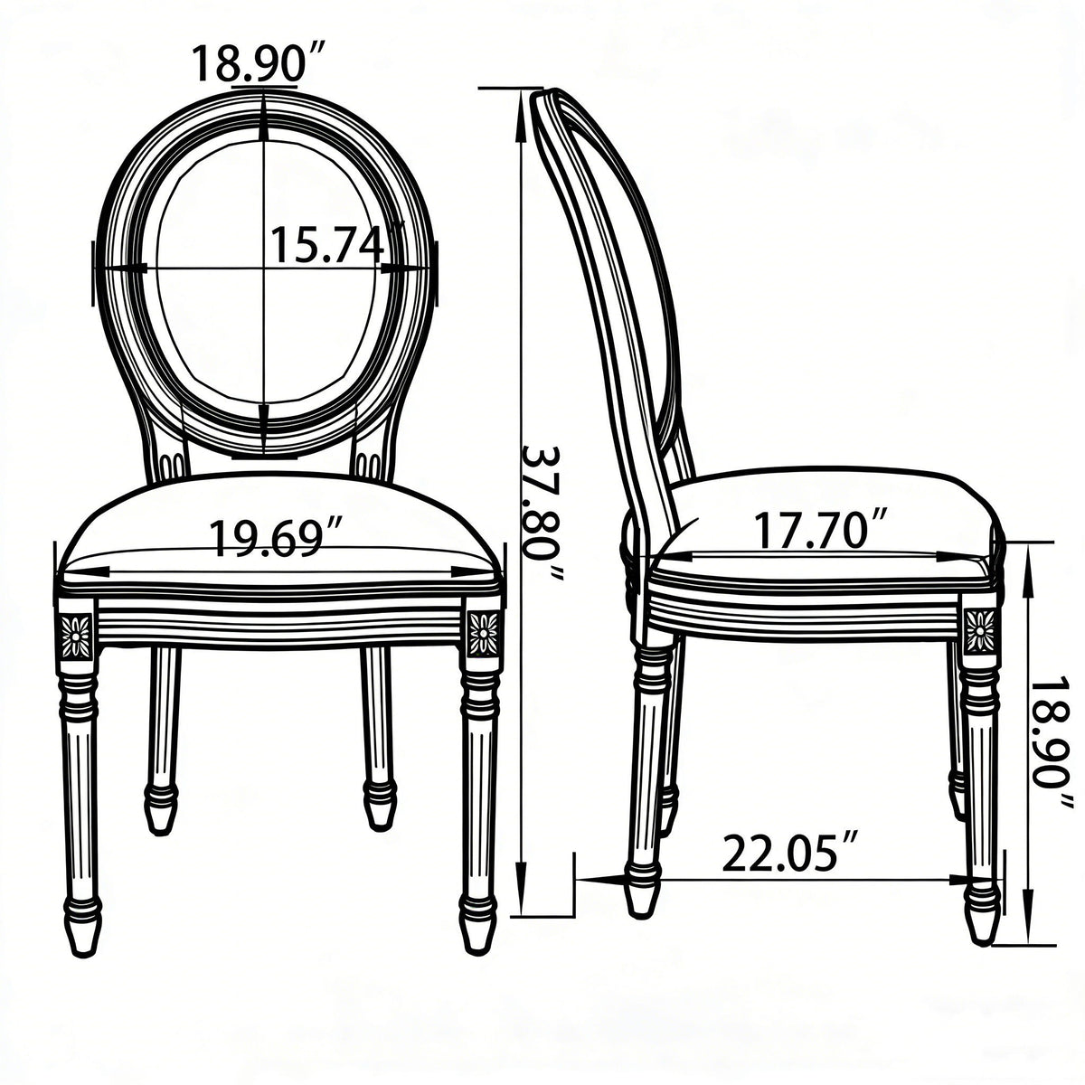 Upholstered With Round Back Dining Chairs (Set of 2)
