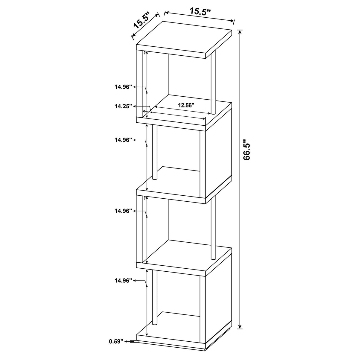 4 Tier Bookcase With Accents