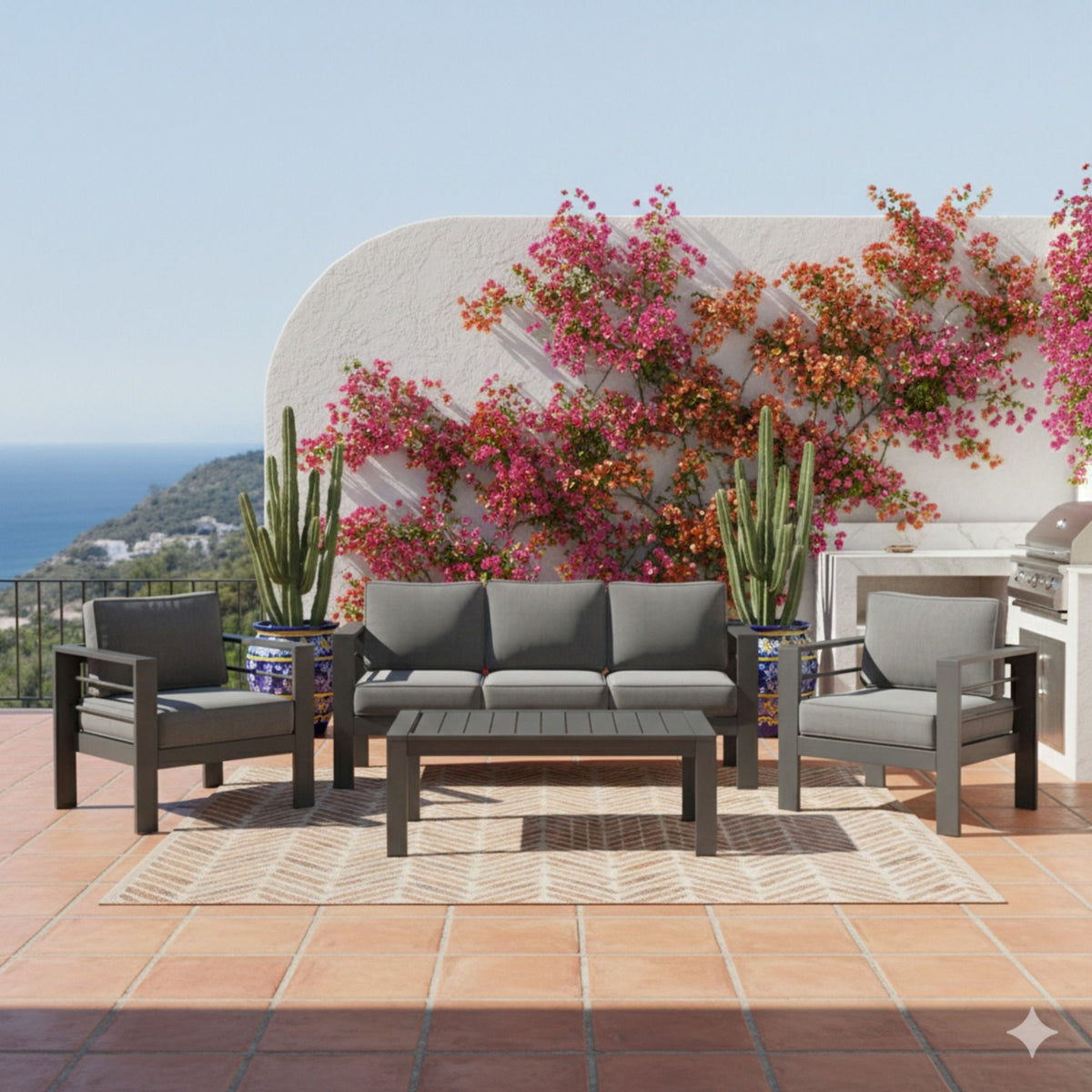 Outdoor Patio Set All-Weather With Thick Cushions