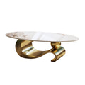 Oval Coffee Table For Living Room - Gold / White