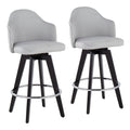 Ahoy - Contemporary Fixed Height Counter Stool Round Chrome Footrest (Set of 2) - Gray