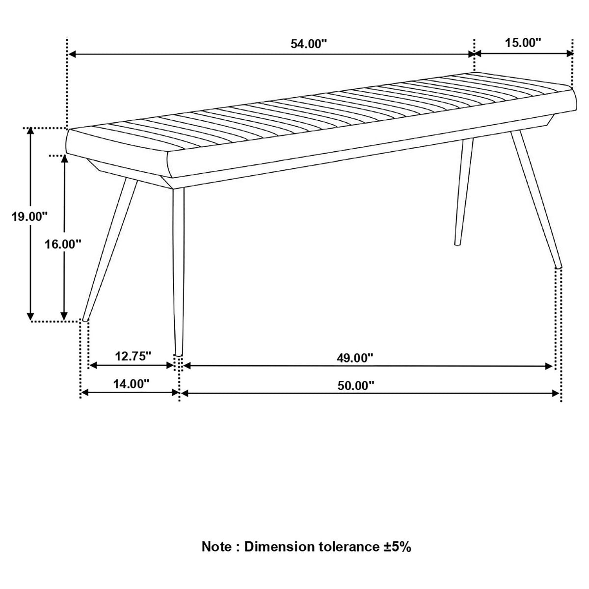 Tufted Cushion Side Bench With Tapered Legs