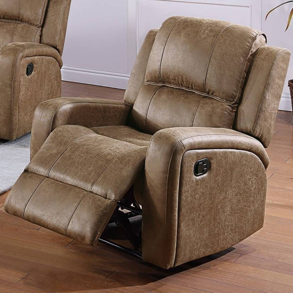 Modern Style Manual Recliner With Square Arms And Tufted Design