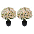 Artificial Snow Lotus Potted Plant, Artificial Floral Decor For Indoor & Outdoor Spaces - White / Pink