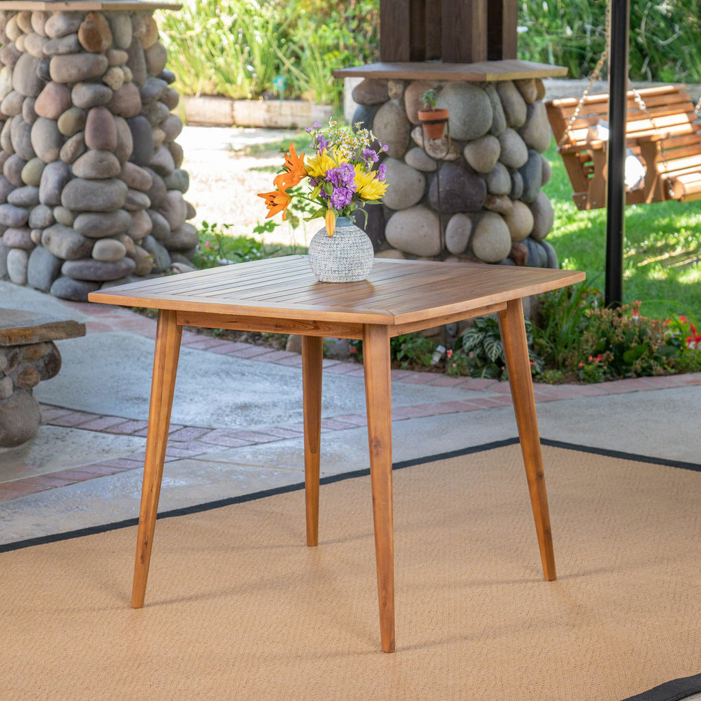 Modern Indoor Square Acacia Wood Dining Table With Toothpick Leg Design