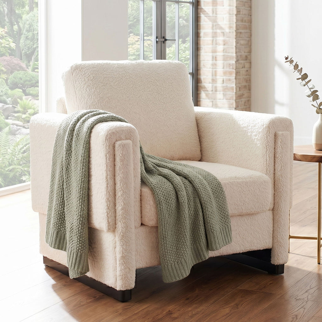 Upholstered Accent Armchair With Square Arm