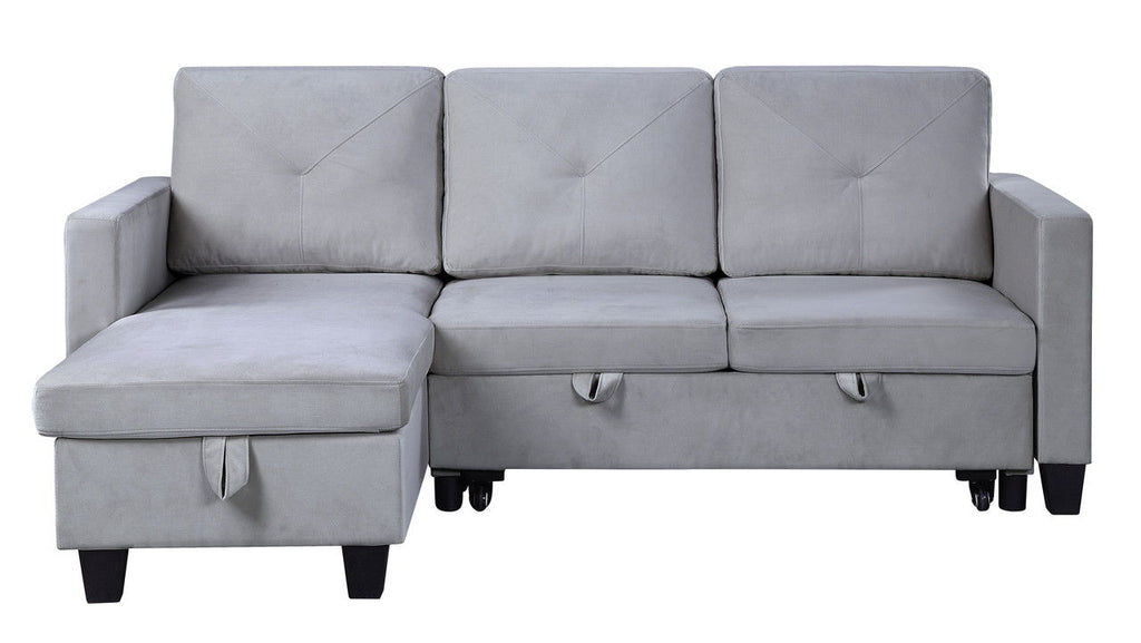 Nova - Reversible Sleeper Sectional Sofa With Storage Chaise - Light Gray