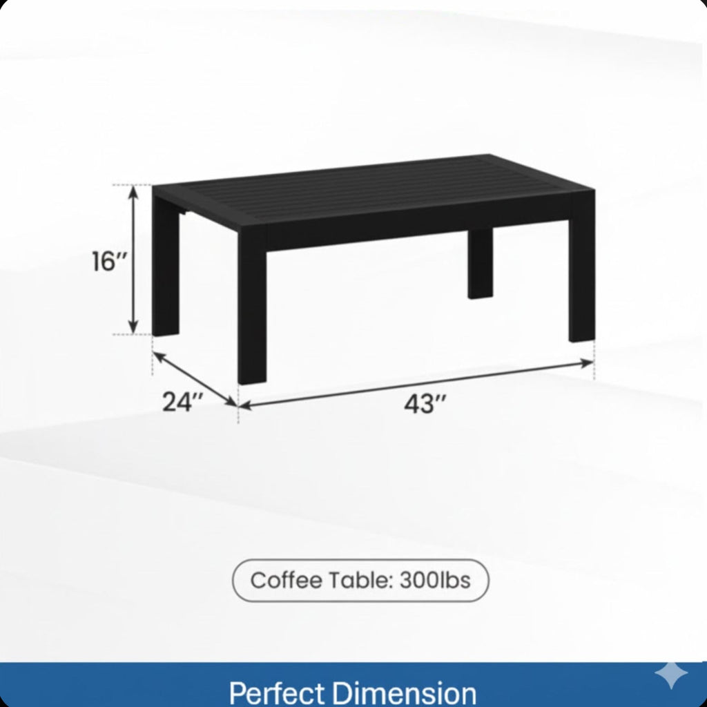All-Weather Outdoor Coffee Table With Wood-Look Top