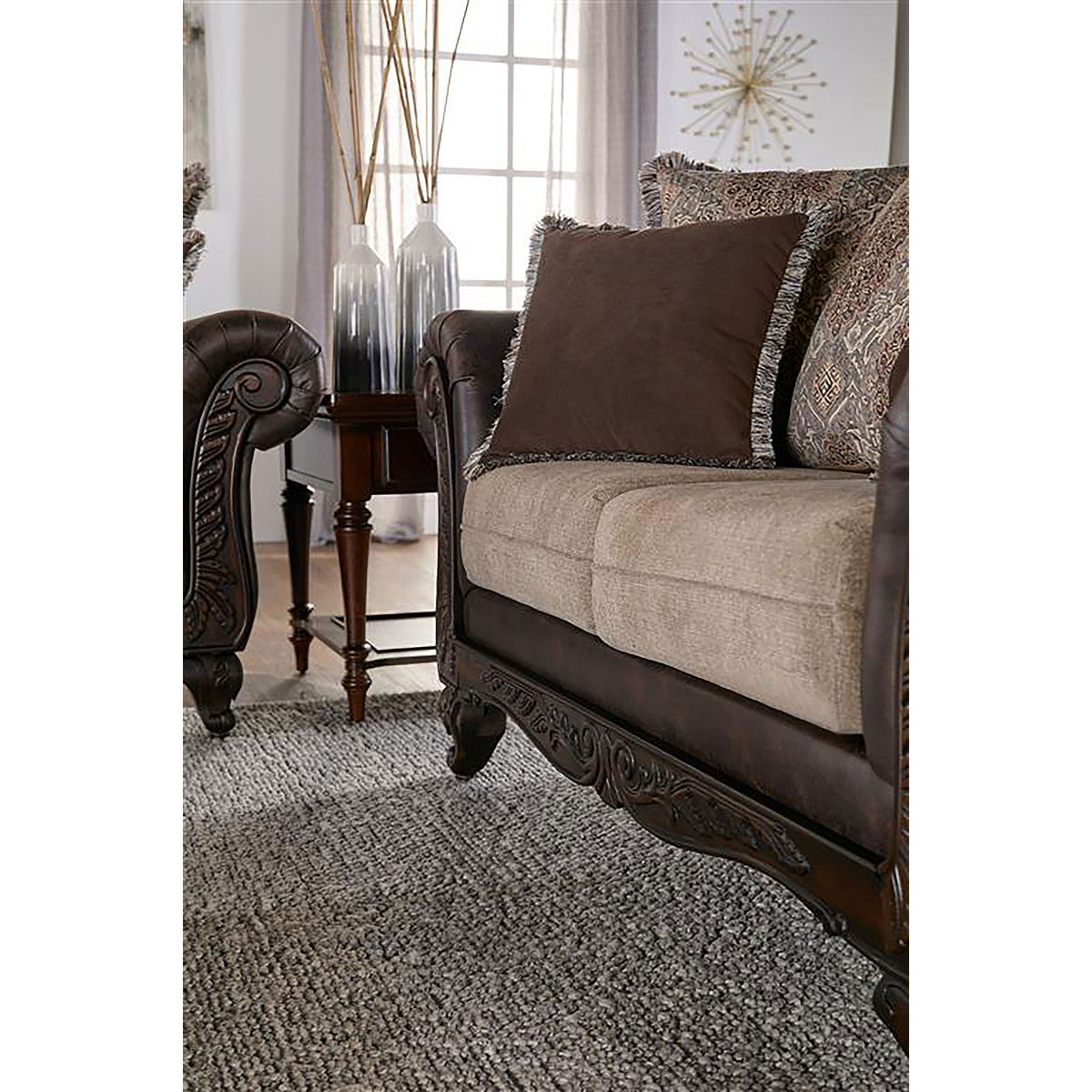 Brookridge - Rolled Arm Loveseat Sofa With Upholstery - Brown