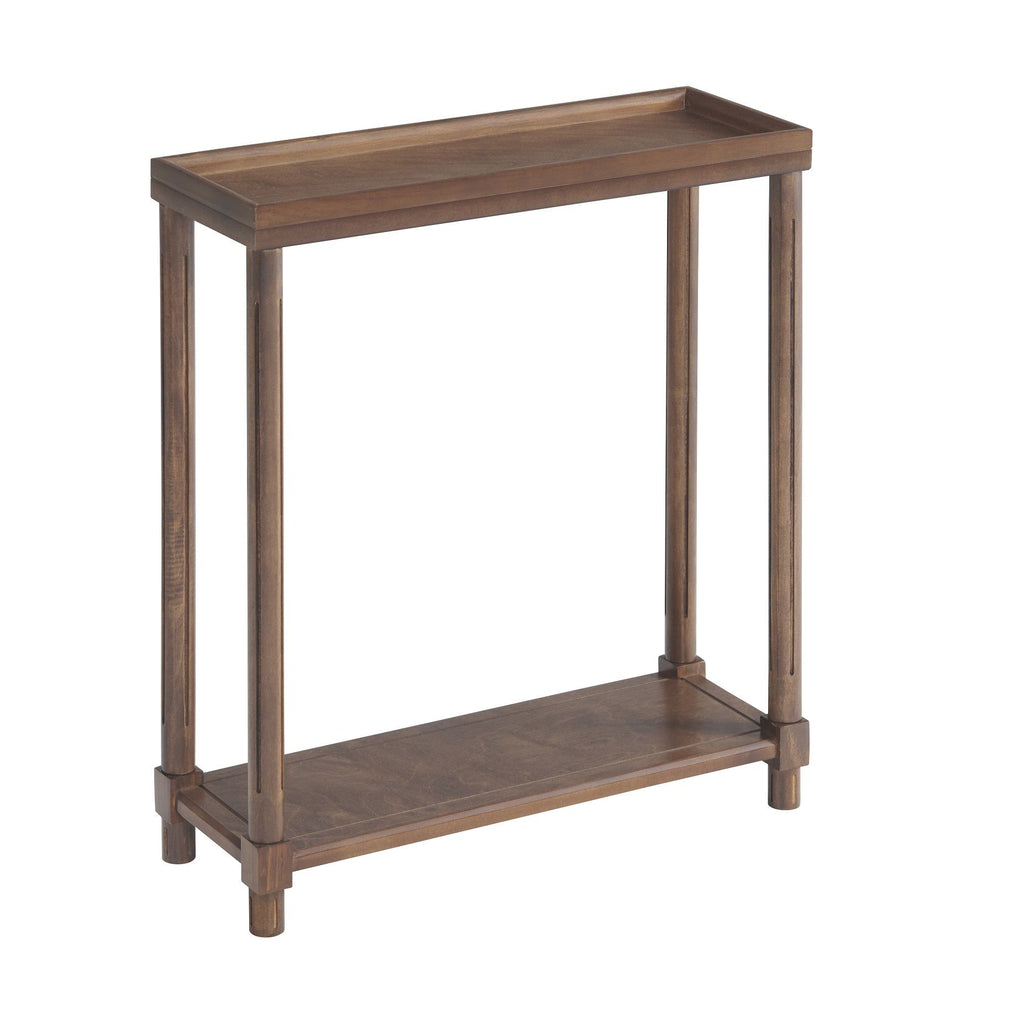 Narrow Side End Tables With Shelf (Set of 2) - Chestnut